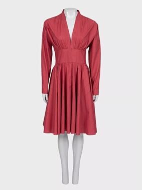 NWOT Alaïa Red Perforated Cotton Fitted Dress - EU 40
